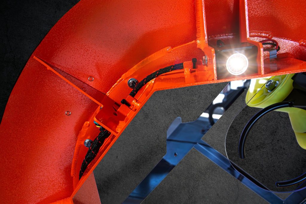 Light Ring manhole fall protection system close-up showing LED lighting and integrated rope cleat. 